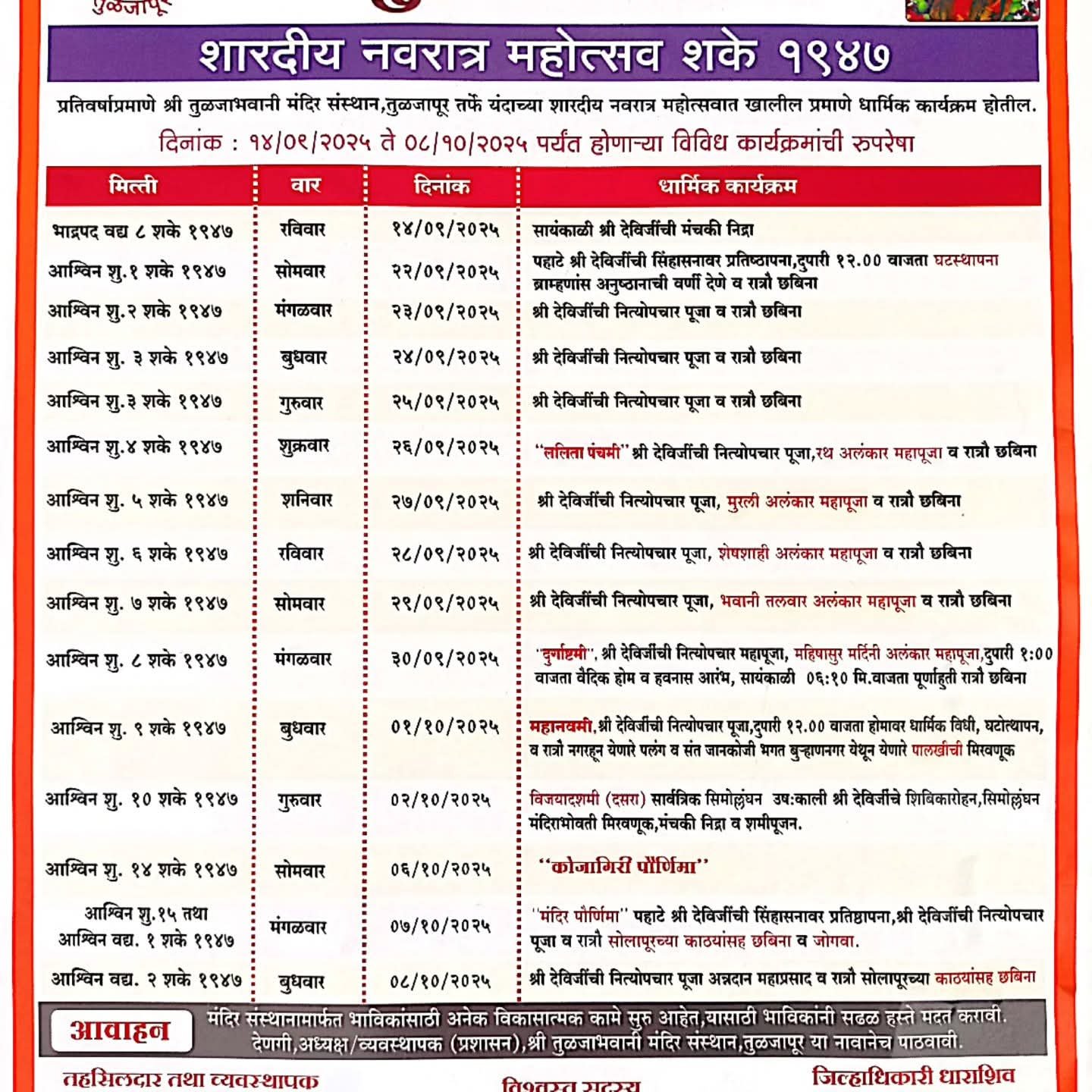 तुळजापूर श्री आई तुळजाभवानी मंदिरात शारदीय नवरात्र महोत्सवाची धामधूम